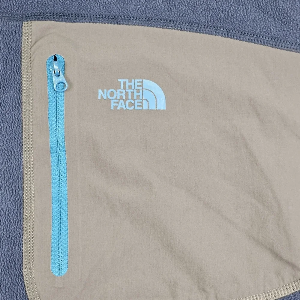 North Face Sweater Mens XL Blue‎ Gray Fleece Quarter Zip Pullover Chest Pocket